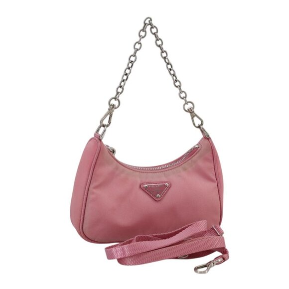 PRADA Shoulder Bag Nylon 2way Pink Silver Auth 111069 - Picture 1 of 16